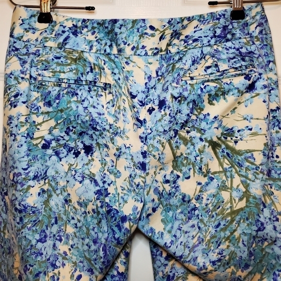 Talbots Blue Beige Floral Ankle Dress Pants Sz 4P - Picture 6 of 10